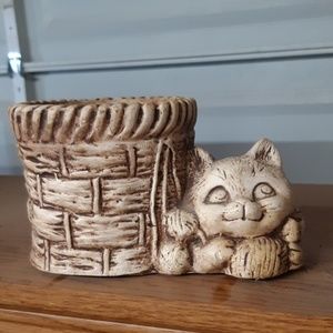 Cat planter pot Vintage 80s home and garden fun plant decor Knickknack